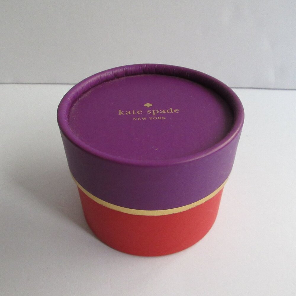 Kate Spade New York EMPTY Round Gift Box Pink & Purple Gold Logo 3" D x  2.75" H